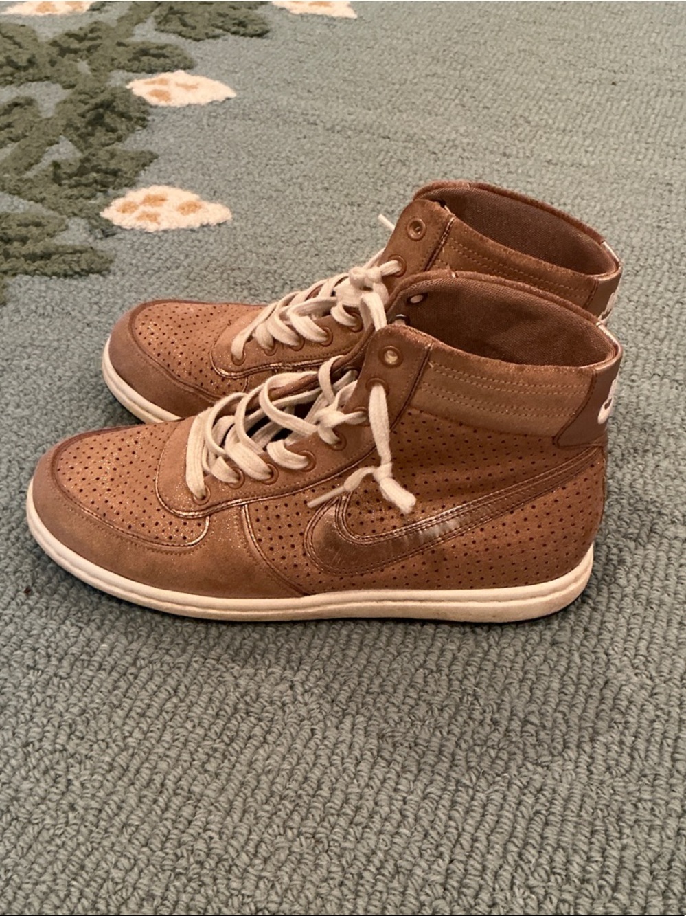 Nike Women's Brown Perforated High-Top Sneakers